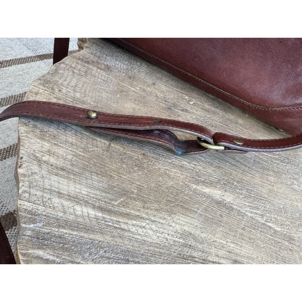 Vintage Brahmin Cognac Brown Leather Crossbody Zip Purse USA Classic Medium - Picture 2 of 15